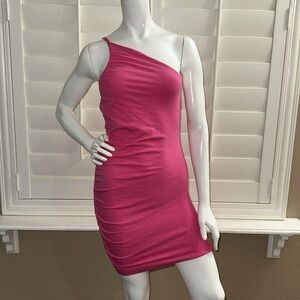 SUNDRY ASYMMETRICAL RUCHED DRESS IN PARADISE